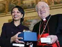 Rice apoia as acções do Papa